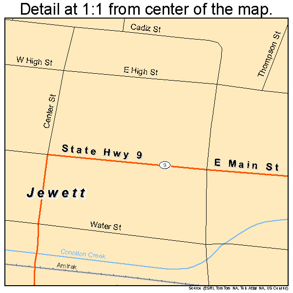 Jewett, Ohio road map detail