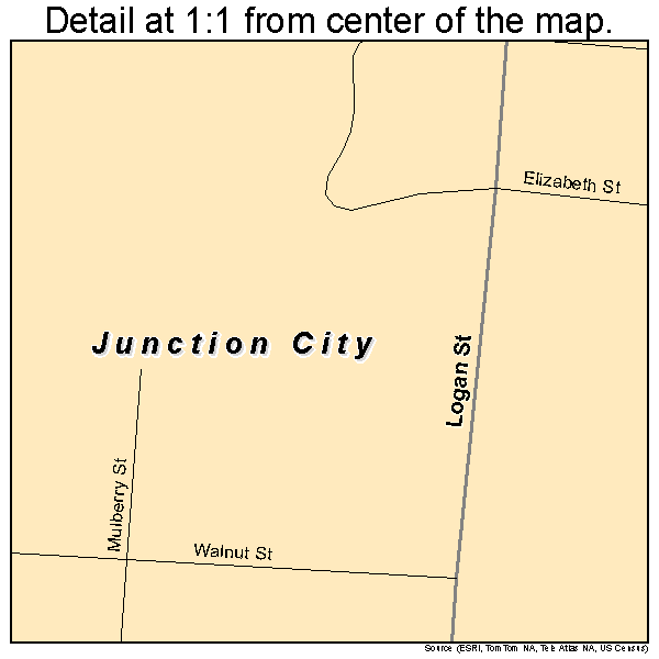 Junction City, Ohio road map detail