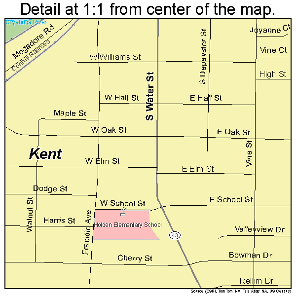 Kent, Ohio road map detail