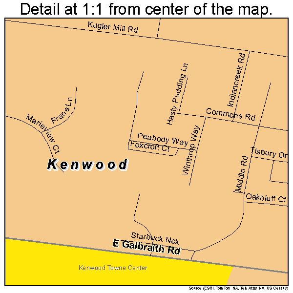 Kenwood, Ohio road map detail