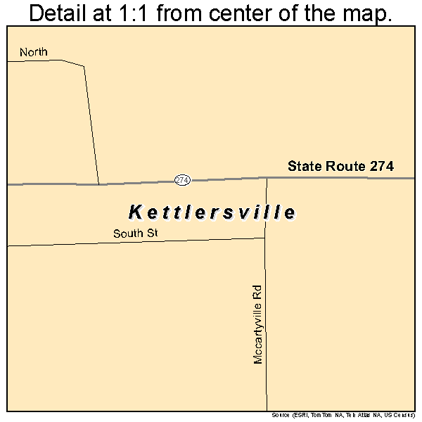 Kettlersville, Ohio road map detail