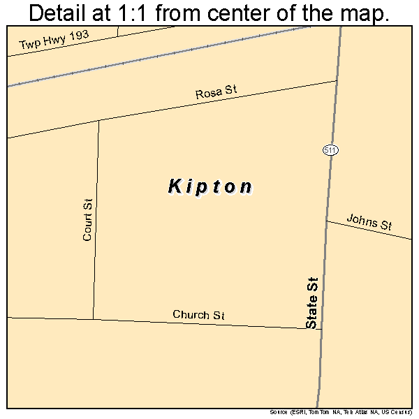 Kipton, Ohio road map detail