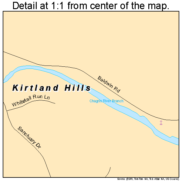 Kirtland Hills, Ohio road map detail