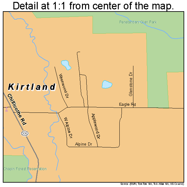 Kirtland, Ohio road map detail