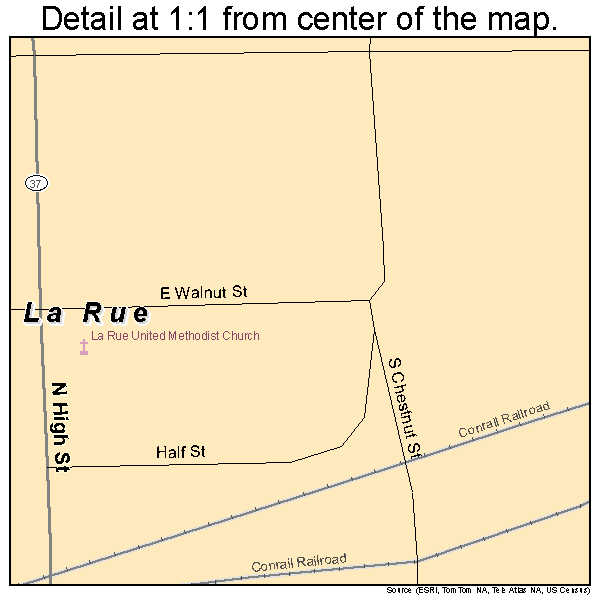La Rue, Ohio road map detail