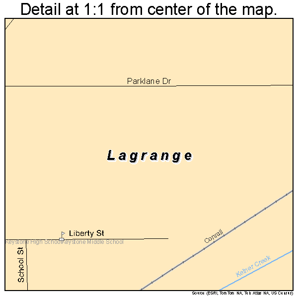 Lagrange, Ohio road map detail