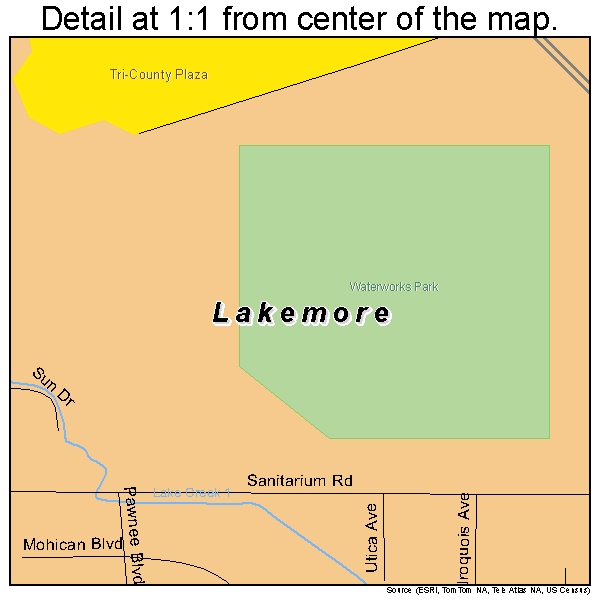 Lakemore, Ohio road map detail
