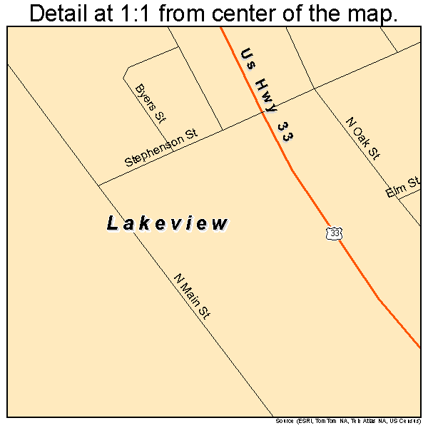 Lakeview, Ohio road map detail