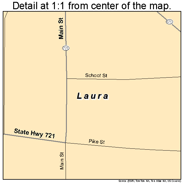 Laura, Ohio road map detail