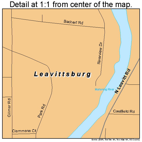 Leavittsburg, Ohio road map detail