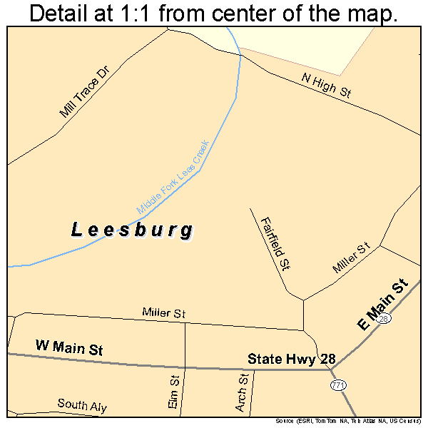 Leesburg, Ohio road map detail