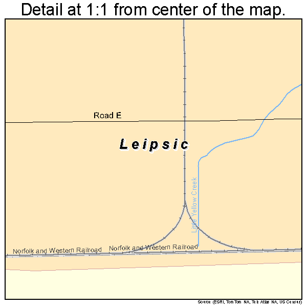 Leipsic, Ohio road map detail