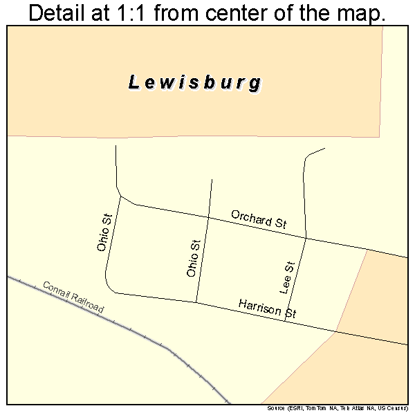 Lewisburg, Ohio road map detail