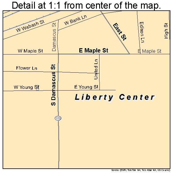Liberty Center, Ohio road map detail