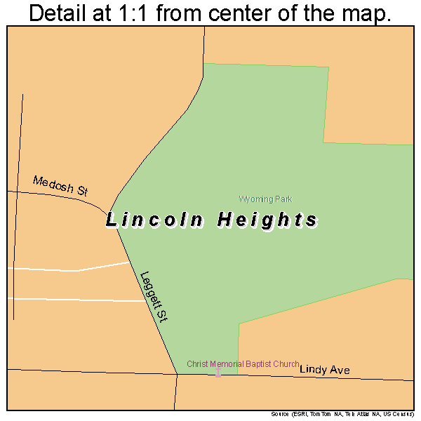 Lincoln Heights, Ohio road map detail