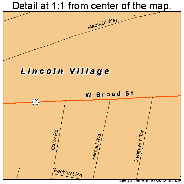 Lincoln Village, Ohio road map detail