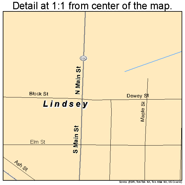 Lindsey, Ohio road map detail