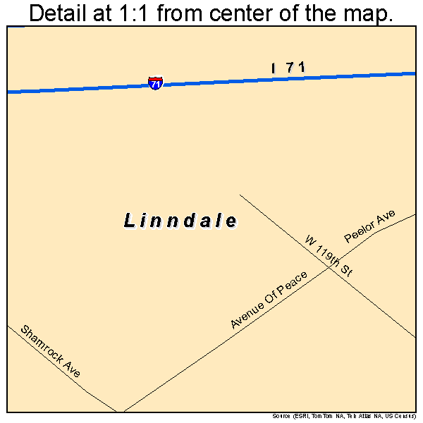 Linndale, Ohio road map detail