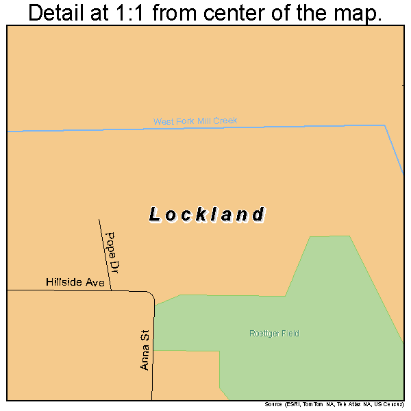 Lockland, Ohio road map detail