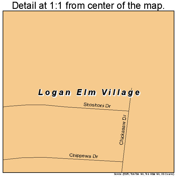 Logan Elm Village, Ohio road map detail