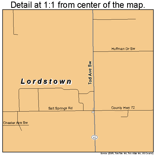 Lordstown, Ohio road map detail