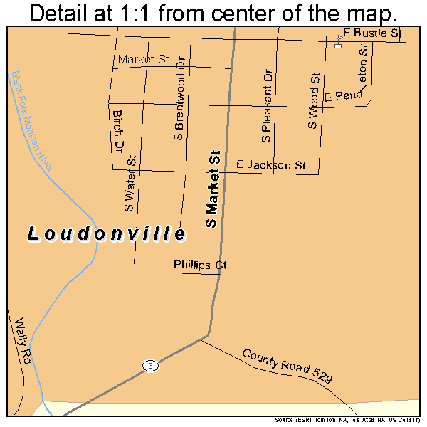 Loudonville, Ohio road map detail