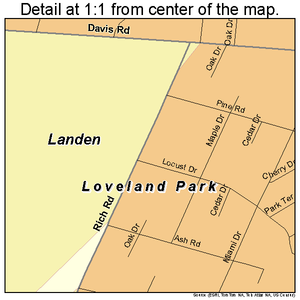 Loveland Park, Ohio road map detail