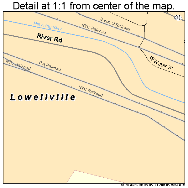 Lowellville, Ohio road map detail