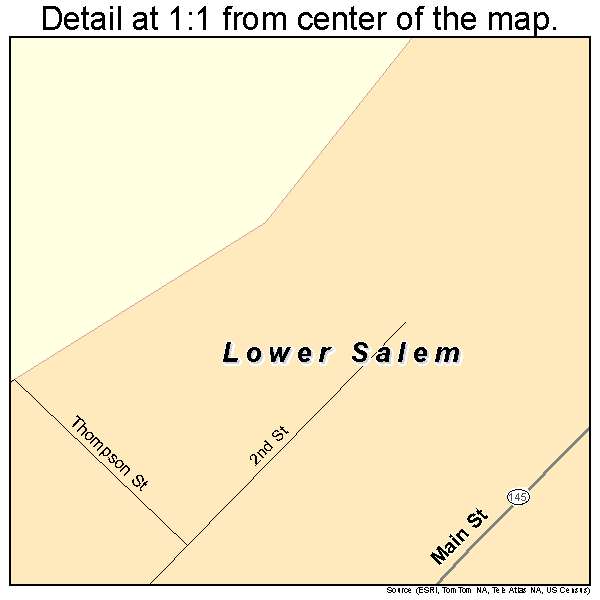 Lower Salem, Ohio road map detail