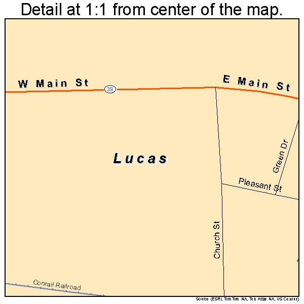 Lucas, Ohio road map detail