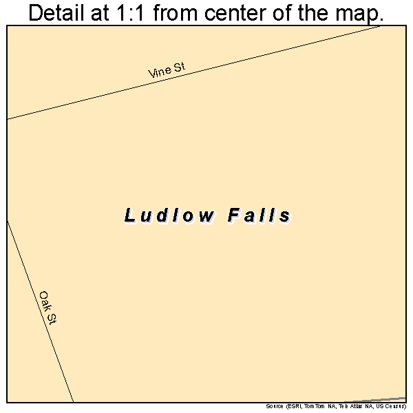Ludlow Falls, Ohio road map detail