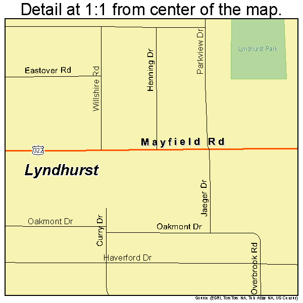 Lyndhurst, Ohio road map detail