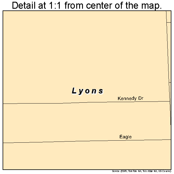 Lyons, Ohio road map detail