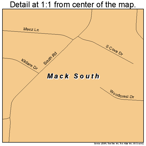 Mack South, Ohio road map detail