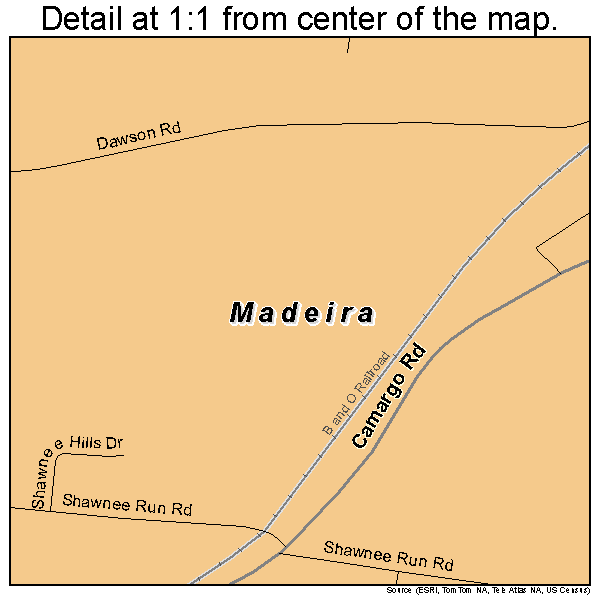 Madeira, Ohio road map detail