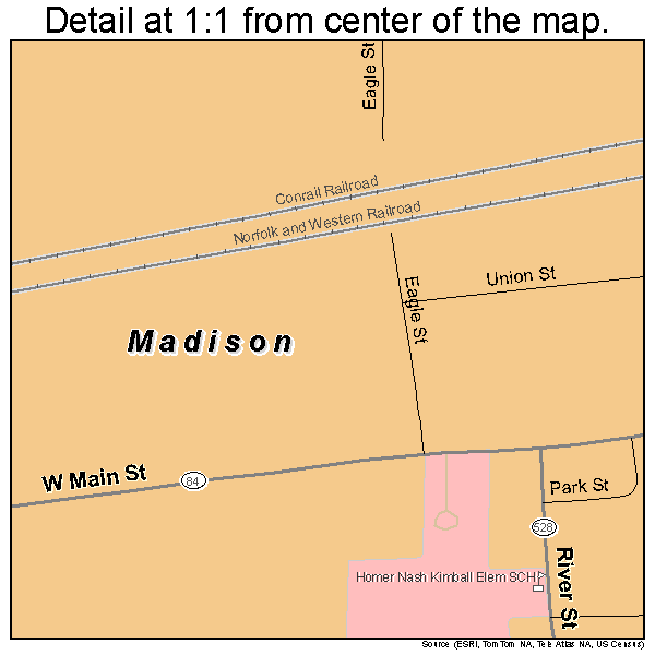 Madison, Ohio road map detail
