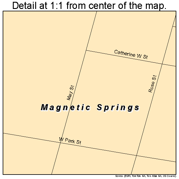 Magnetic Springs, Ohio road map detail