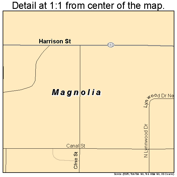 Magnolia, Ohio road map detail