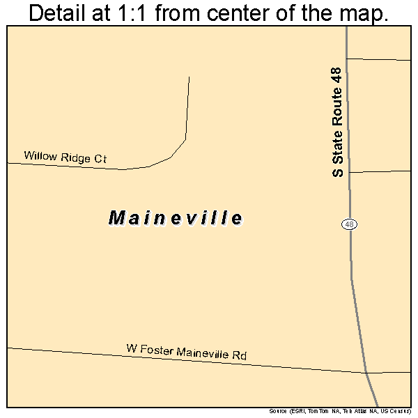 Maineville, Ohio road map detail