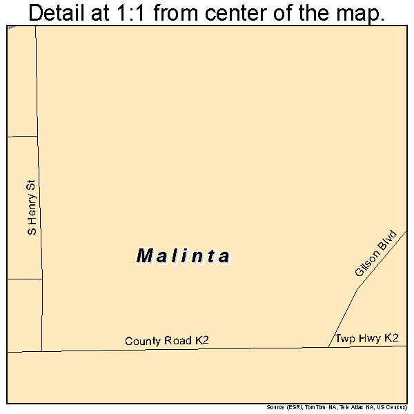 Malinta, Ohio road map detail