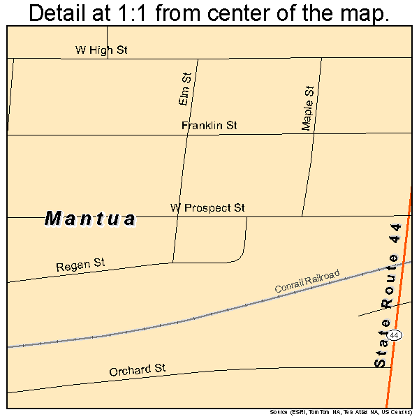 Mantua, Ohio road map detail