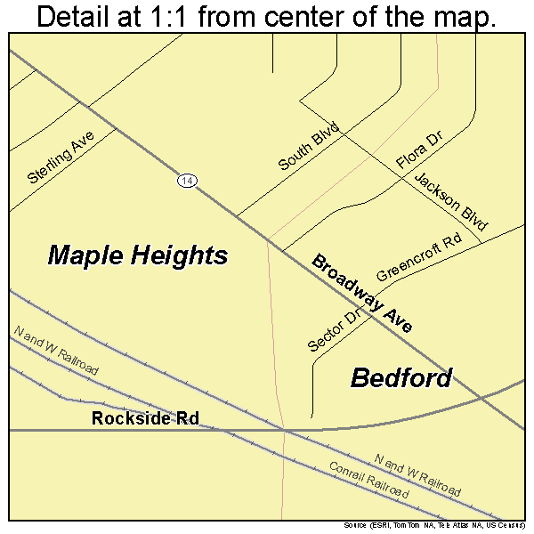 Maple Heights, Ohio road map detail