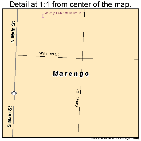 Marengo, Ohio road map detail