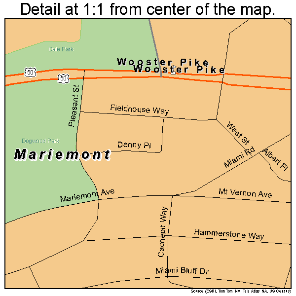 Mariemont, Ohio road map detail