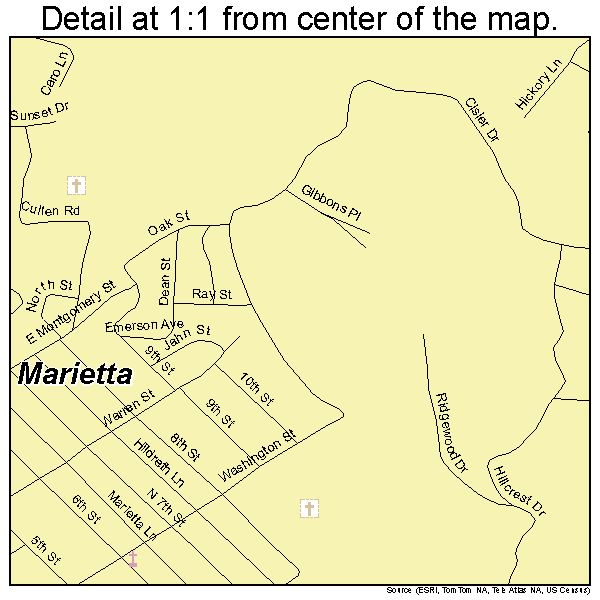 Marietta, Ohio road map detail