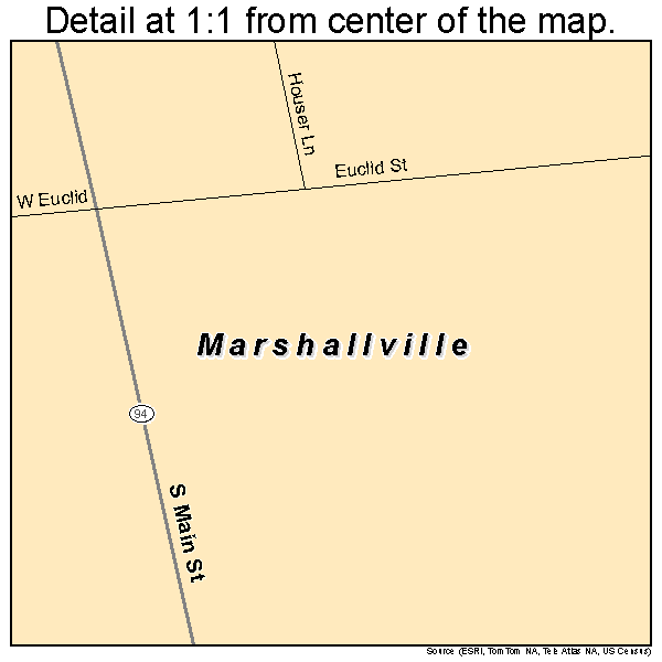 Marshallville, Ohio road map detail