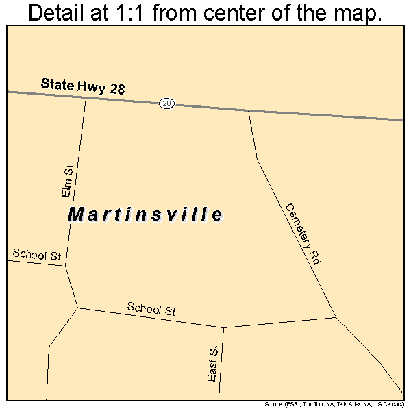 Martinsville, Ohio road map detail