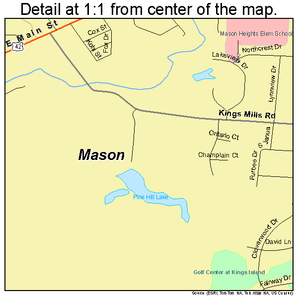 Mason, Ohio road map detail