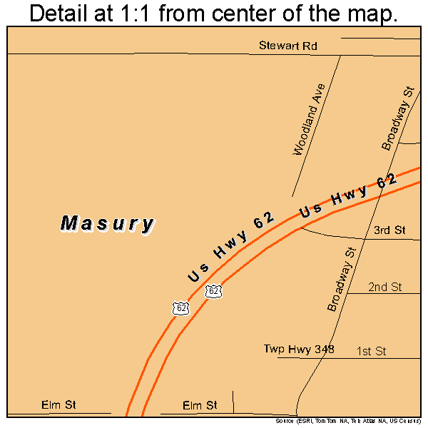 Masury, Ohio road map detail