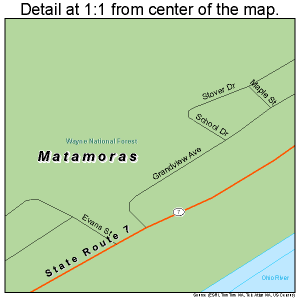 Matamoras, Ohio road map detail